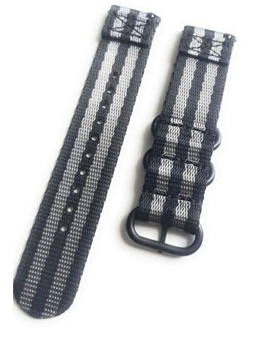 Premum Military RAF Style Nylon 2 Piece Watch Band Strap, Military NATO with Buckle, Rainbow, Black Grey Stripes Colors (Sizes: 20mm, 22mm)