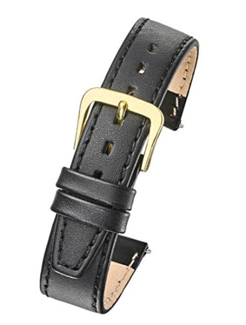 ALPINE Genuine leather watch band - flat stitched calf leather watch strap 10mm, 12mm, 14mm, 16mm, 18mm, 20mm - black, dark brown