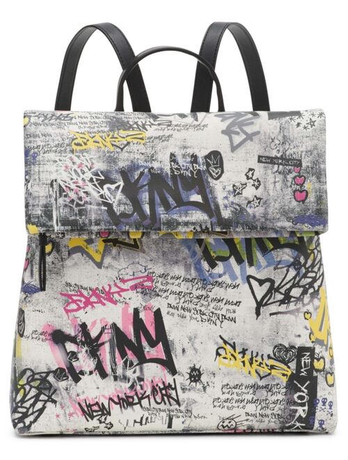 DKNY Tilly Graffiti Foldover Closure Backpack