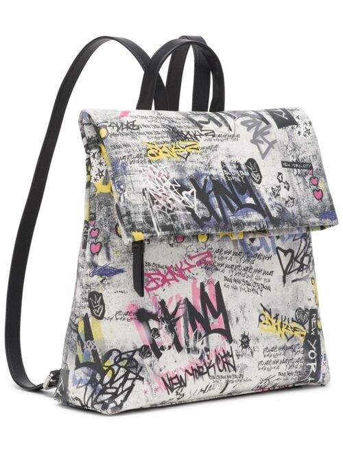 DKNY Tilly Graffiti Foldover Closure Backpack