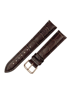 RECHERE Alligator Grain Leather Watch Band Strap Rose Gold Pin Buckle Black Brown Blue Red White
