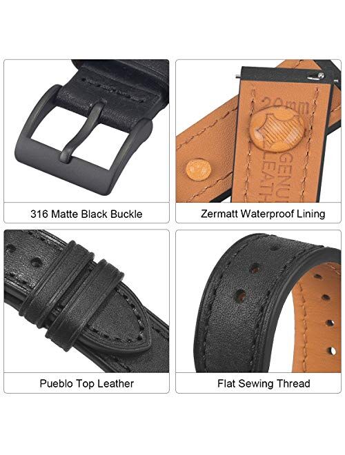EACHE Quick Release Premium Leather Watch Bands ，Italy Top Grain Leather Watch Straps for Women & Men's - More Colors Choose - Special Effect Leather Watchband 18mm 20mm 