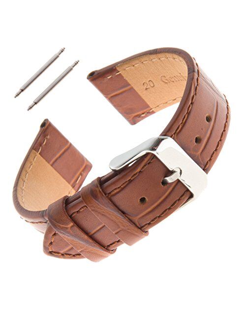 Gilden Unisex 16-30mm Gator-Grain Flat Stitched Leather Watch Strap F30