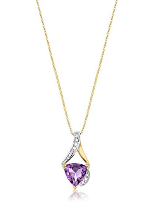 Sterling Silver Trillion-Cut Gemstone and Diamond Accent Pendant Necklace, 18"