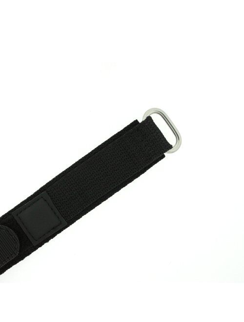 Watch Band Nylon One Piece Wrap Sport Strap Black Adjustable Hook and Loop 20mm