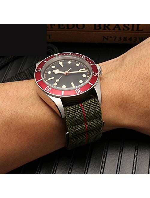 Man's French Troops Military Parachute Watchband Special Elastic Fabric Nylon Canvas Strap Hook Buckle 20/22mm