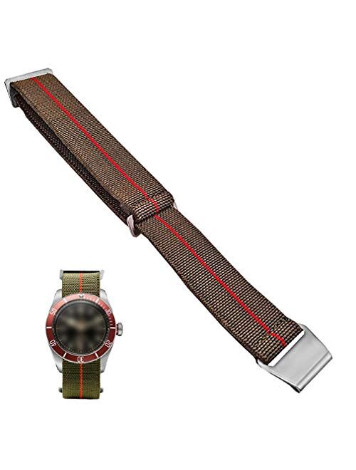 Man's French Troops Military Parachute Watchband Special Elastic Fabric Nylon Canvas Strap Hook Buckle 20/22mm