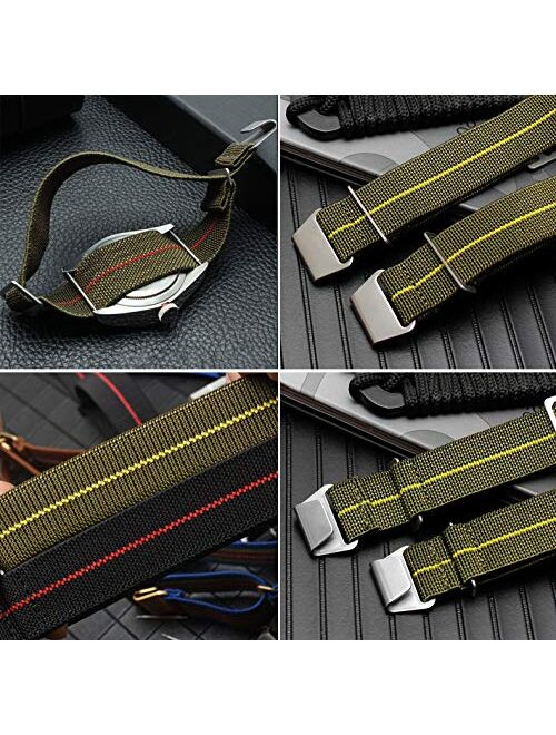 Man's French Troops Military Parachute Watchband Special Elastic Fabric Nylon Canvas Strap Hook Buckle 20/22mm