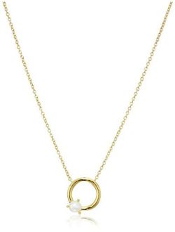 Simple Essentials 18K Yellow Gold Plated Sterling Silver Freshwater Pearl Fashion Necklace