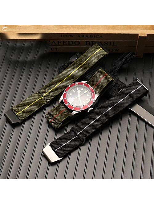 60's French troops Parachute Special Elastic Nylon Watch Band Man's Universal Nylon Strap Army-Green 20/21/22mm