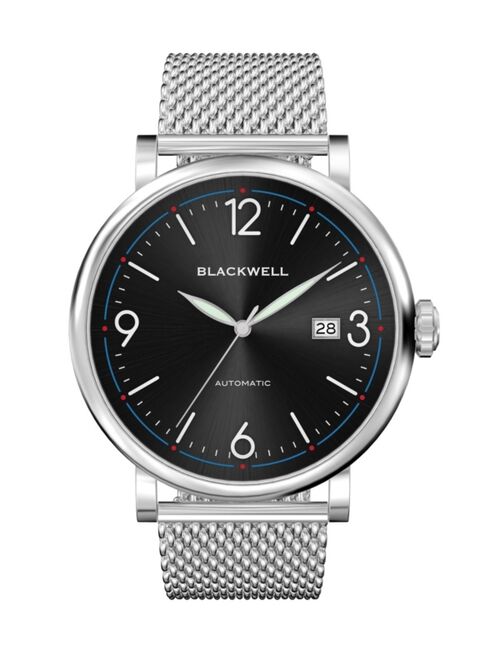 Blackwell Sunray Black Dial with Silver Tone Steel and Silver Tone Steel Mesh Watch 44 mm