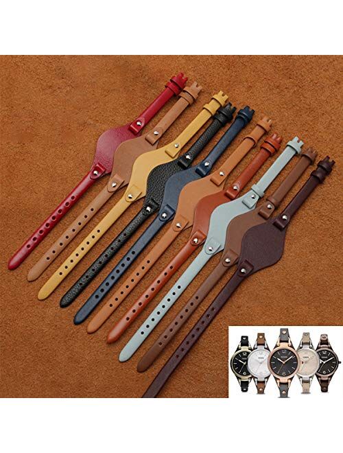 KAMIU Women's 8mm Watch Band Genuine Calf Leather Replacement Straps Watch Strap for Fossil ES3148 ES4119 ES4176 ES3262 ES3077