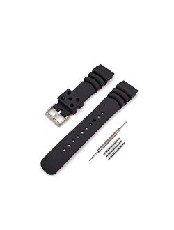 Yiye pavilion Black Silicone Rubber Curved Line Watch Band 20mm 22mm 24mm Fit for Seiko Watches Extra Long Replacement Divers Model Sport Watch Strap for Men and Women