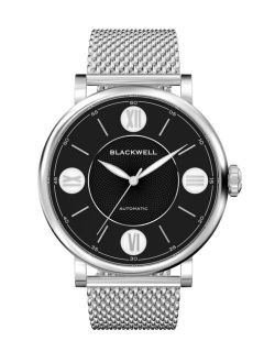 Black Dial with Silver Tone Steel and Silver Tone Steel Mesh Watch 44 mm
