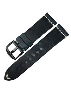 DITOU Watch Band 20mm 22mm 24mm, Vintage Oil Wax Leather (Greasedleather) Watch Strap 6 Colors Available Watchband
