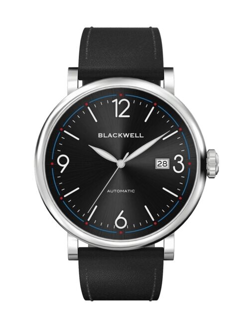 Blackwell Sunray Black Dial with Silver Tone Steel and Black Leather Watch 44 mm