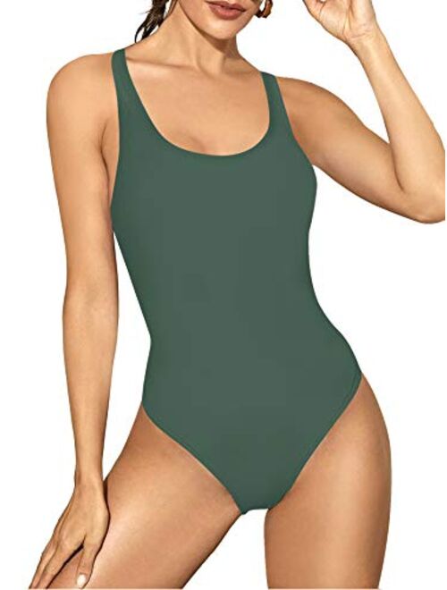Upopby Women's One Piece Athletic Swimsuit Crisscross Sports Training Racerback Swimwear Plus Size Slimming Bathing Suit