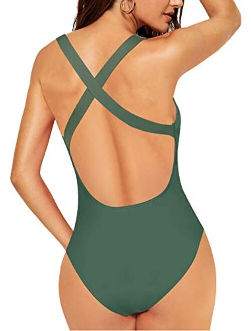 U/B Mordlanka Women Protective Swimwear One Piece Athletic Crisscross Sports Training Leakproof Swimsuit for Teen Gril