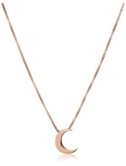 Path of Symbols Adjustable Necklace for Women, Moon Pendant, 14K Rose Gold Plated Sterling Silver, 15 to 18 in