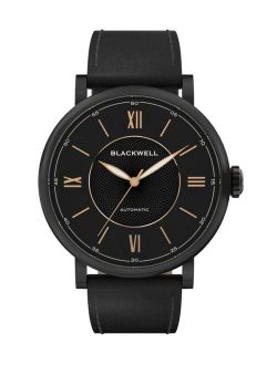 Black Dial with Black Plated Steel and Black Leather Watch 44 mm