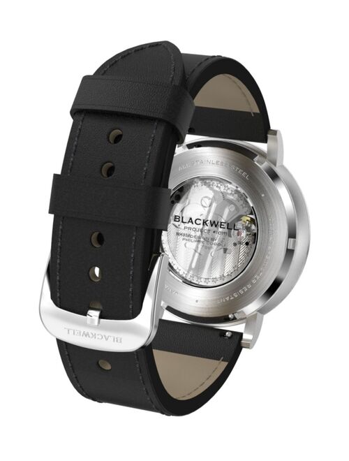 Blackwell Gray Dial with Silver Tone Steel and Black Leather Watch 44 mm