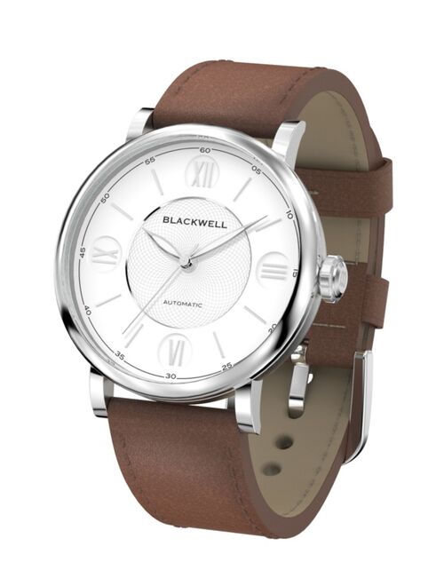 Blackwell White Dial with Silver Tone Steel and Brown Leather Watch 44 mm