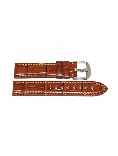 22mm Genuine Alligator Tan Brown Leather Watch Band Strap Made in USA
