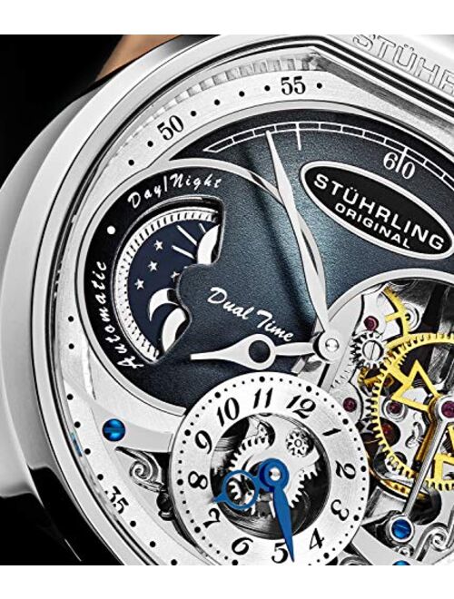 Stuhrling Orignal Mens Skeleton Watch Luxury Dress Watches - Mechanical Watch Automatic Movement - Stainless Steel Case Self Winding Analog Watches for Men Modena Watch C
