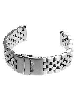 StrapsCo Stainless Steel Block Link Watch Bracelet Band Strap - Choose Your Color - 20mm 22mm 24mm