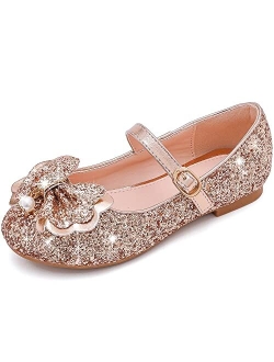 Furdeour Mary Jane Flower Party Bridesmaids Glitter Princess Ballet Flats