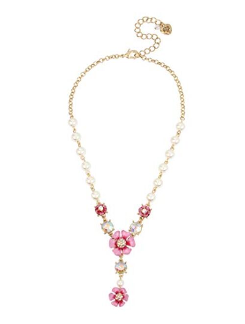 Betsey Johnson Flower Y-Shaped Necklace