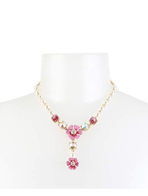 Betsey Johnson Flower Y-Shaped Necklace