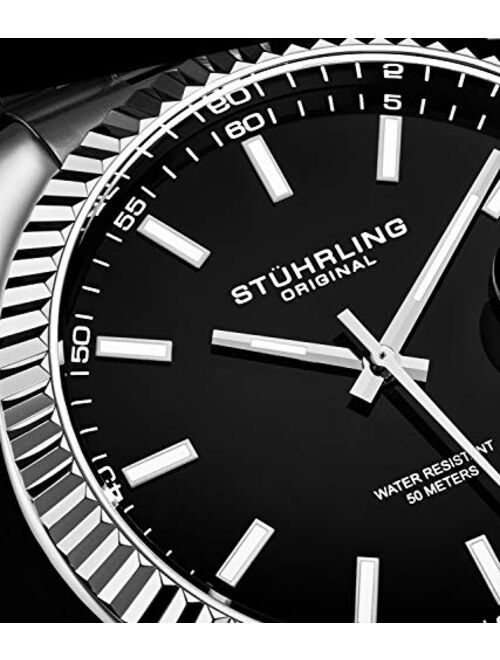 Stuhrling Original Watches for Men - Lineage Analog Dress Watch Mens Quartz Watch Watch Stainless Steel Bracelet Wrist Watch Luminous Hands and Markers - Mens Watch Colle