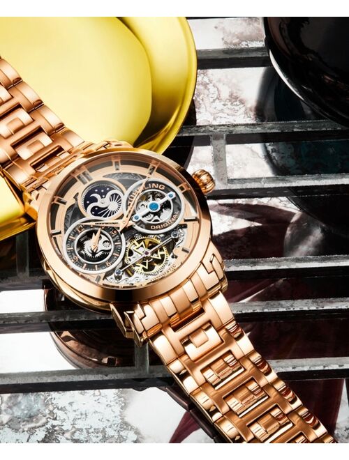 Stuhrling Men's Rose Gold Stainless Steel Bracelet Watch 47mm