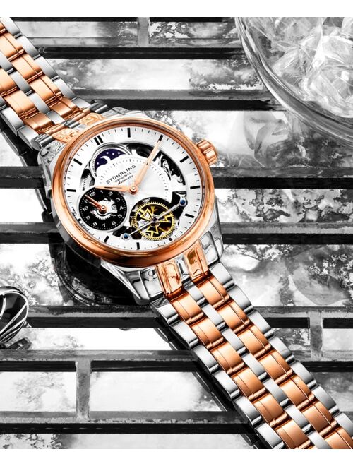 Stuhrling Men's Rose Gold, Silver Tone Stainless Steel Bracelet Watch 42mm