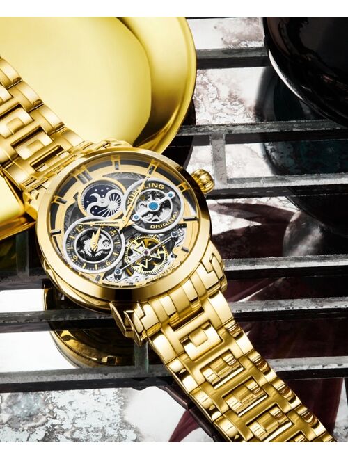 Stuhrling Men's Gold Tone Stainless Steel Bracelet Watch 47mm