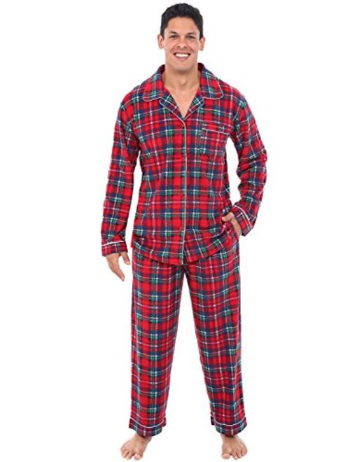 Alexander Del Rossa Men's Warm Fleece Pajama Set, Long Button Down Pjs