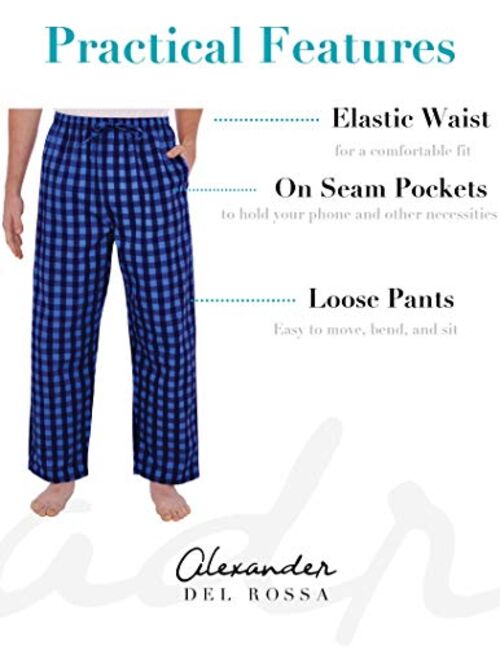 Alexander Del Rossa Mens Woven Cotton Pajama Set, Button-Down Shorts Pjs