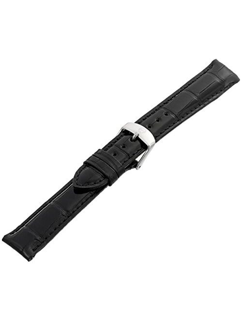 MICHELE MS16AA010001 16mm Black Leather Alligator Leather Watch Strap