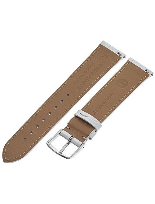 MICHELE MS18AA010040 18mm Leather Alligator Silver Watch Strap