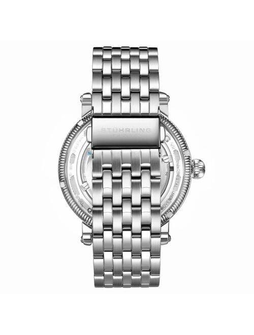 Stuhrling Men's Silver Tone Stainless Steel Bracelet Watch 49mm