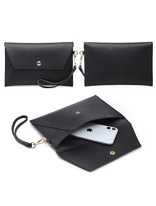 Dasein Women Handbags Fashion Satchel Purses Top Handle Tote Work Bags Shoulder Bags with Matching Clutch 2pcs Set