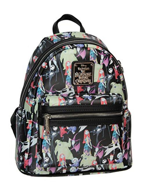 Loungefly The Nightmare Before Christmas Allover Watercolor Character Print Mini Backpack