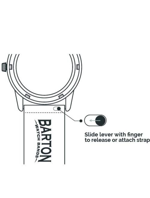 Barton Leather and Rubber Hybrid Straps with Integrated Quick Release Spring Bars - 316L Stainless Steel - Choose Color - 18mm, 20mm & 22mm Watch Bands