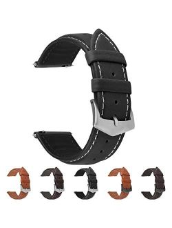 3 Colors for 18mm 20mm 22mm Watch Band,Fullmosa Labu Semi Padded Greased Leather Quick Release Watch Strap
