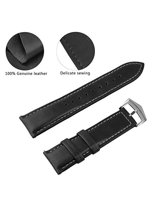 3 Colors for 18mm 20mm 22mm Watch Band,Fullmosa Labu Semi Padded Greased Leather Quick Release Watch Strap
