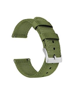 Watch Bands - Ballistic Nylon Two-Piece Military Style Straps with Integrated quick release spring bars - Choice of Color & Width (18mm, 20mm, 22mm)- Fits wrists 5