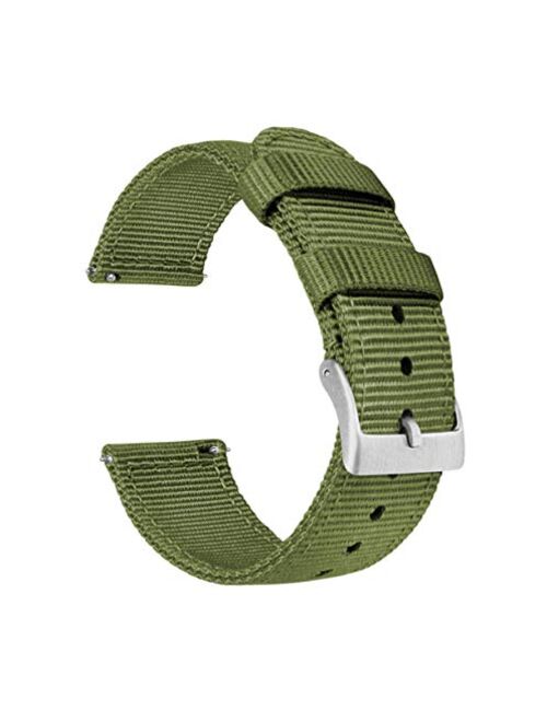 BARTON Watch Bands - Ballistic Nylon Two-Piece Military Style Straps with Integrated quick release spring bars - Choice of Color & Width (18mm, 20mm, 22mm)- Fits wrists 5