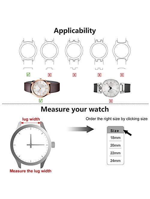 4 Colors for Quick Release Leather Watch Band, Fullmosa Band Replacement 18mm, 20mm, 22mm, 24mm Watch Strap