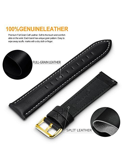 4 Colors for Quick Release Leather Watch Band, Fullmosa Band Replacement 18mm, 20mm, 22mm, 24mm Watch Strap